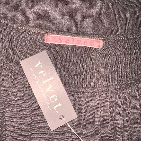 Velvet Graham Spencer Brown Knit Belted Midi Dress Soft Long Sleeve Sz S NWT - Picture 7 of 10